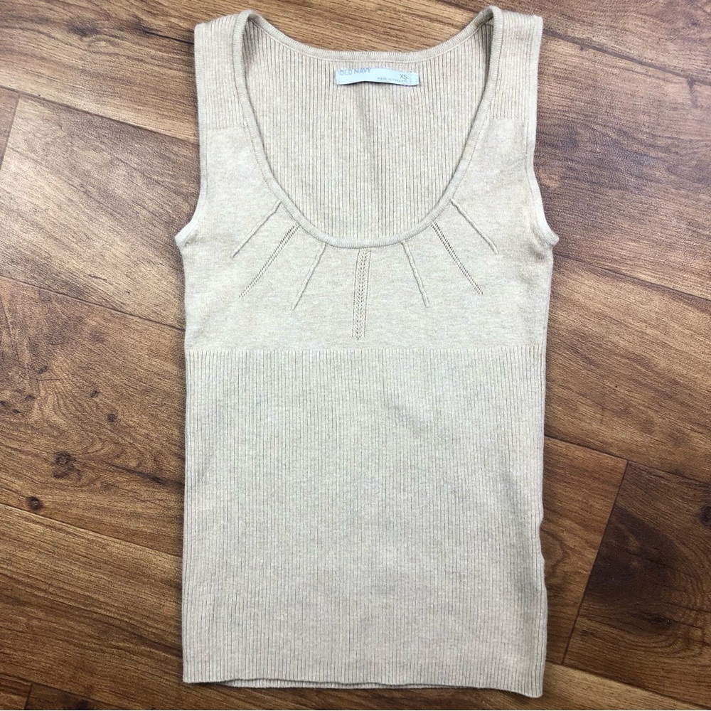 Old Navy Beige Tan Sleeveless Stretch Shirt Top